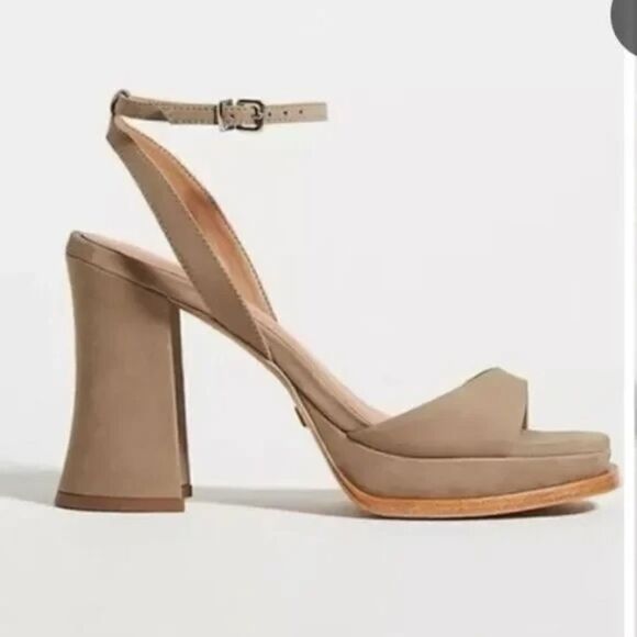 New ANTHROPOLOGIE x Vicenza Strappy Platform Heels Color Taupe US 9 - Picture 1 of 9